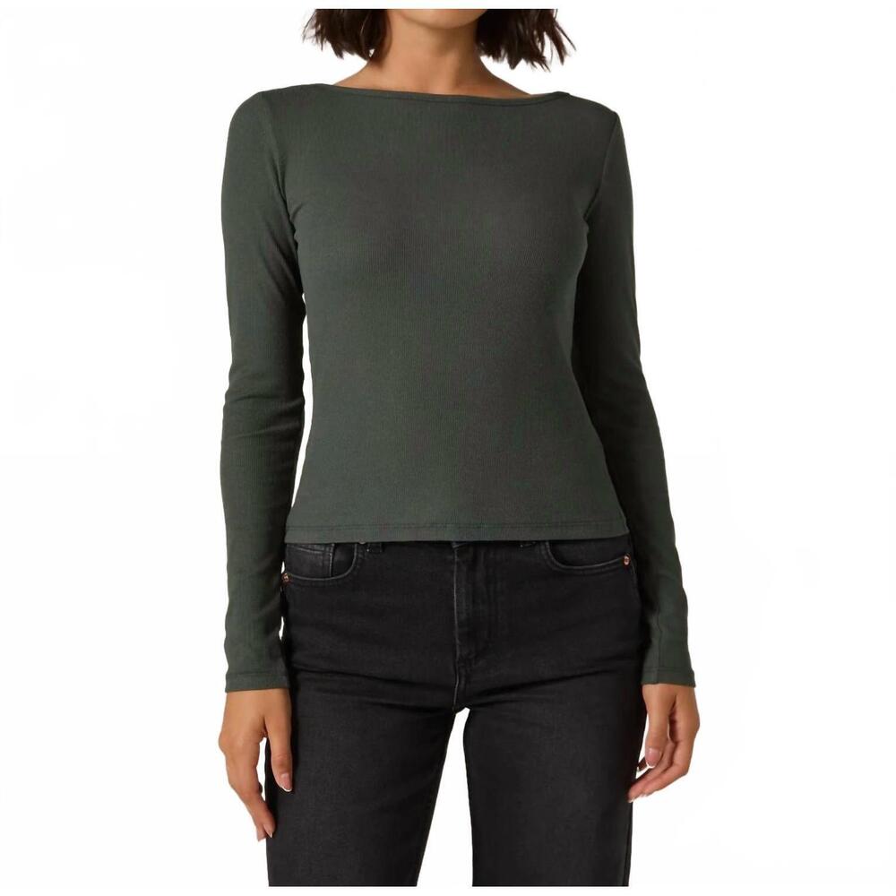 NEW 7DIAMONDS modal ribbed boatneck top in emerald